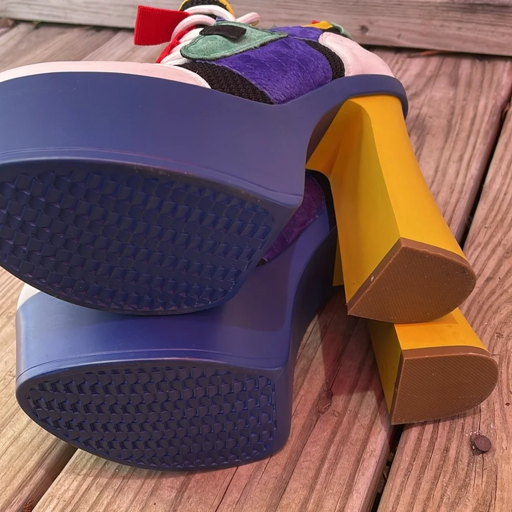 Anthony Wang Zucchini Colorblock Platform Sneaker Heels Size 7.5